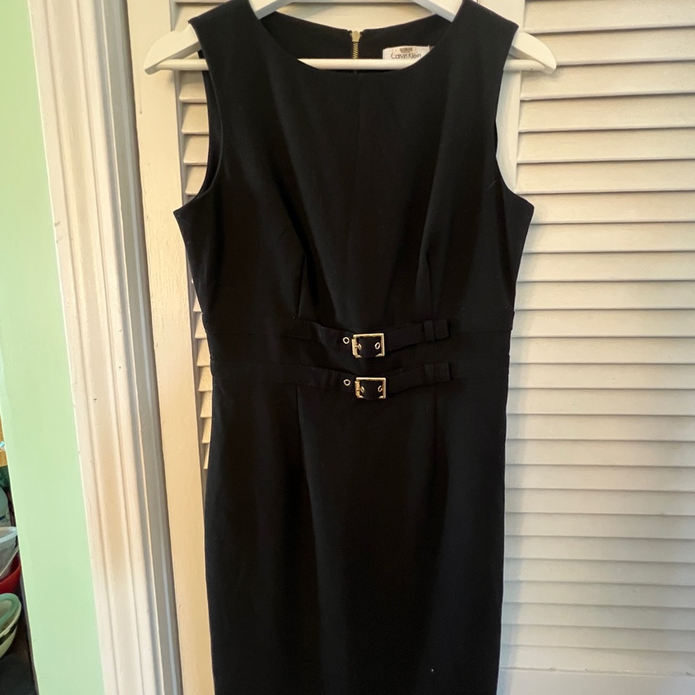 Calvin Klein Black Midi Dress with Buckle Detail
